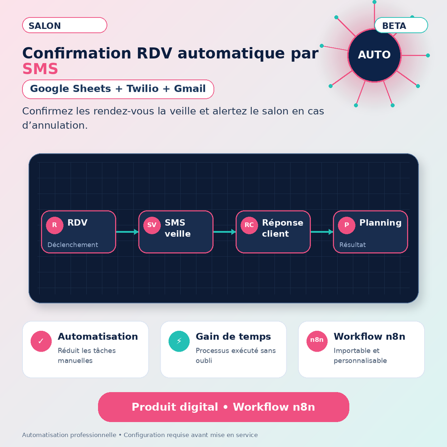 Confirmation RDV automatique par SMS pour salon — Workflow n8n
